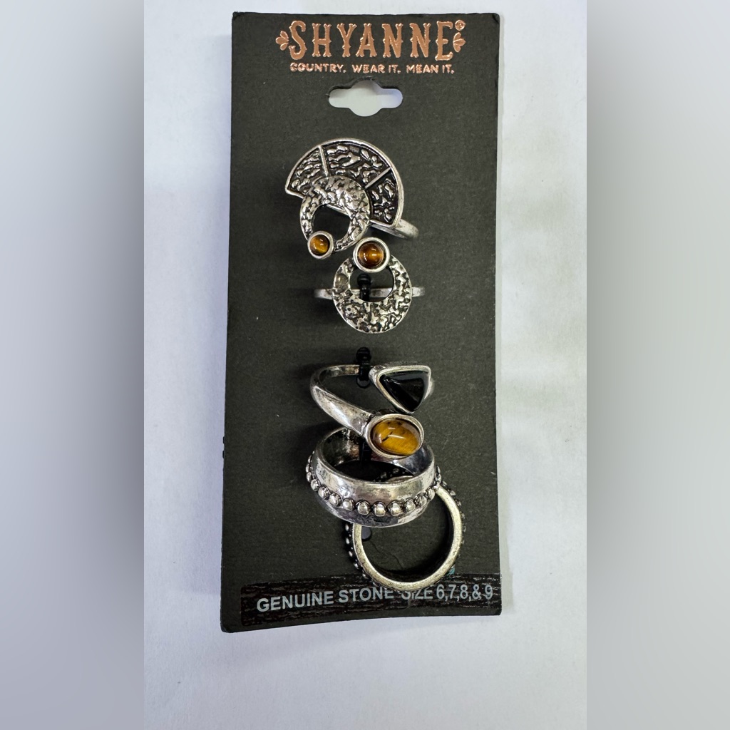 Shyanne Silver Rings With Amber Accents